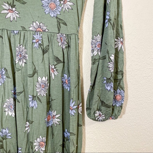 Long sleeve vneck fit & flare dress, floral print - Picture 4 of 5